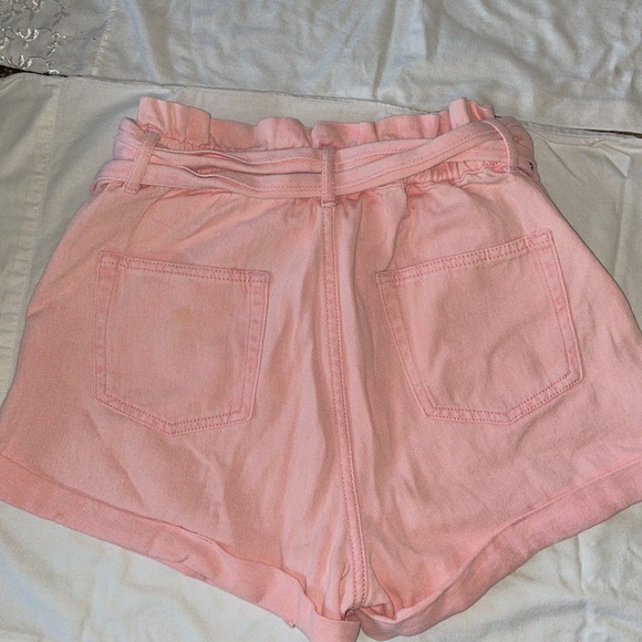 pink paperbag denim shorts - Picture 3 of 4